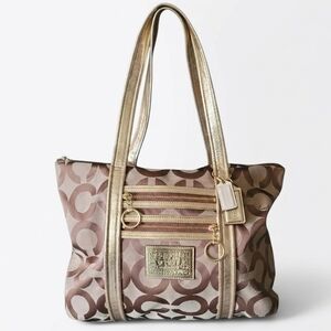 Coach Poppy Op Art Glam Metallic Tote Y2K